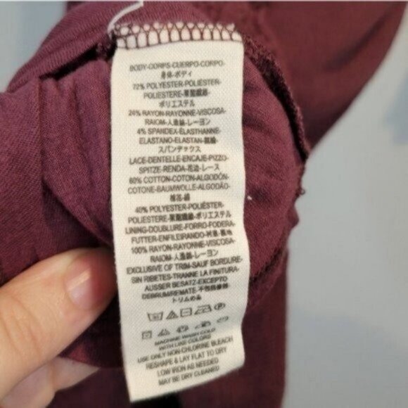 Free People City Girl Bodycon Crochet Lace Mini Dress Plumberry Burgundy Purple - Picture 9 of 12